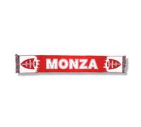 AC Monza Official Scarf, Solid Color Graphic with Contrast Accents Lettering with two logos on the sides, Jacquard Knitted, Acrylic, Red, White, One Size