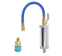 AC Oil Injector Kit, Automotive Air Conditioner System Recharge Tool, Aluminum Body Complete HVAC A/C Oil & Dye Injector with SAE Connector Fits R134a R22 R12(OF003+QC12L)