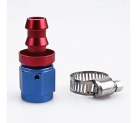 AC PERFORMANCE -10 an Straight Push On Lock Hose End Fitting Aluminum Red/Blue with Clamp