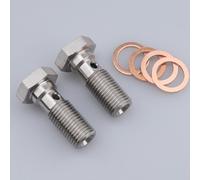AC Performance Banjo Bolt 3/8 x 24 (25mm UHL), -3 an JIC, Stainless Steel with Copper Washers, Pack of 2