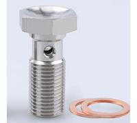 AC Performance Banjo Bolt M10 x 1.0 (24mm UHL) Stainless Steel with Copper Washers