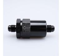 AC PERFORMANCE Black -6 AN Male Billet Aluminum Inlet Fuel Filter with 30 Micron Spring Bronze Insert Element, AN6 9/16 x18 Fuel Filter Fitting Adapter