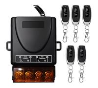 AC Remote Control Switch, 220V 3000W High Power Wireless Remote Switch, 90V-256V Wide Voltage, RF433 100-Meter Control, Includes 5 Remotes for Motors, Pumps