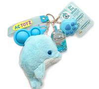 AC TOYZ Comfort Keychain® Blu The Whale - Sensory Keychain, Fidget Toy, Plushie, Squashy, Torch Clicker, Boba Tea