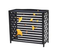 AC Unit Fence, Solid Fir Air Conditioner Fence, Louver Grille Design, Flower Racks, Storage Racks, for Outside, Backyard, Patio, Garden(Black,120x57x100cm/47x22x39in)