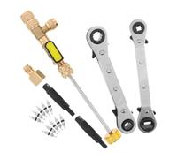 AC Valve Core Removal Wrench Copper Alloy for Car Air Conditioning Cores | Wide Compatibility with Common Refrigerants R22 R410A, Ergonomic Handle Design, Lightweight and Portable Set Including Large