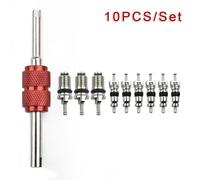 Ac Valve Core Remover and Installer Tool Kit with 6 Valve Cores For Car Air Conditioning Repair 75Mm Metal Tool For Mechanics and Ac Shops