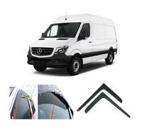 AC WOW 2x compatible with MERCEDES Sprinter 906 (2006-2018) V W Crafter LT3 (2006-2017) Wind Deflectors Dark Smoke Tinted Acrylic Glass Door Side Windows In-Channel Visors Rain Snow Sun Guards