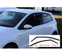 AC WOW 2x Wind Deflectors Compatible V W Polo 5 V Mk5 2009-2018 3-Door Dark Smoke Tinted Acrylic Glass Door Side Windows In-Channel Visors Rain Snow Sun Guards