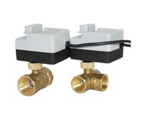 AC220V 3 Ways /2 Way DN15 DN20 DN25 DN32 DN40 with Manual Switch Brass Motorized Ball Valve 3-Wire Two Control Electric Actuator(DN15,12-24V_3 Ways)