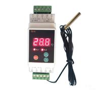 AC90-260V Dual Output Temperature Alarm Controller with DIN Rail Housing and 2m Sensor Cable for Facility Management