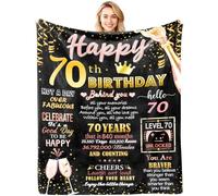 ACAATVE 70th Birthday Blanket Gifts for Women 150 x 130 cm Black Pink | Personalised Turning 70 Birthday Decorations Throws Presents Idea for Her Female Sister Best Friend Mum Daughter Wife Grandma