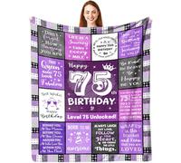 ACAATVE 75th Birthday Gifts for Women Blanket 150 x 130 cm | Personalised 75 Year Old Birthday Decoration Gift for Women, Happy Turning 75 Presents for Woman a 1950 Birth Year Flannel Throw