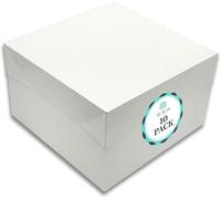 ACACIA 10 Inch Cake Box with Lid - 10 Pack White Cardboard 10x10x6 Boxes for Transporting Cakes - Square Cake Boxes Ideal for Birthdays, Parties, Weddings - Strong Disposable Cake Packaging