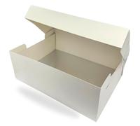 ACACIA 16" x 12" White Cake Box & Board Combo | 13mm Thick Silver Sturdy Drum with Matching Box | Rectangular Cake Transport, 406 x 304mm Long, Single Pack
