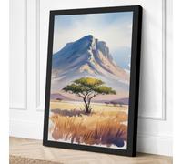 Acacia and Mountain Boho Canvas Wall Art Print 18x12 Inch