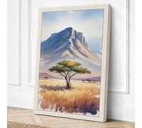 Acacia and Mountain Boho Canvas Wall Art Print 18x12 Inch