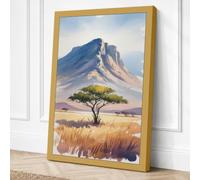 Acacia and Mountain Boho Canvas Wall Art Print 24x16 Inch
