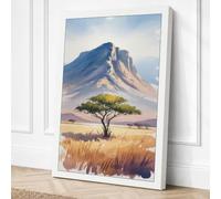 Acacia and Mountain Boho Canvas Wall Art Print 36x24 Inch