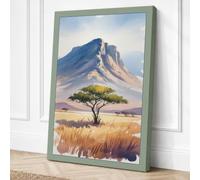 Acacia and Mountain Boho Canvas Wall Art Print 36x24 Inch