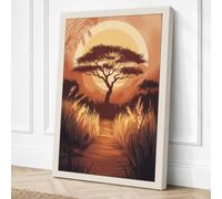 Acacia at Sunrise Boho Canvas Wall Art Print 36x24 Inch (91 x 61 cm)