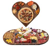 Acacia Charcuterie Boards Large & Cheese Board - 3 Part Unique Long & Round Magnetic Charcuterie Board Gift Set - Acacia Wood Grazing Board Food - Wooden Serving Tray for Party - 26x13in