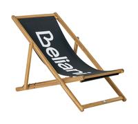 Beliani Acacia Folding Deck Chair Light Wood with Black ANZIO, Black