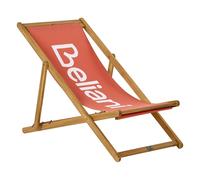 Acacia Folding Deck Chair Light Wood with Red ANZIO