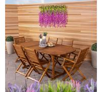 Charles Bentley Wooden FSC Acacia 6 Seater Extendable Oval Table Dining Set, Wood