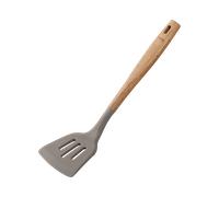 Acacia & Silicone Slotted Turner Grey -