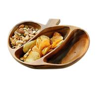 Acacia Wood 3 Section Apple Shape Serving Dish