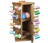 Acacia Wood 84 Spools Thread Rack/Thread Holder Organizer with Inner Storage Compartments, 360° Fully Rotating Thread Storage Organizer for Sewing, Embroidery, Hair-braiding and Jewelry