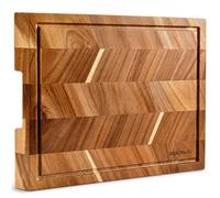 Acacia Wood Chopping Board 40x30x2.5cm, Bierofaro End Grain Wooden Cutting Board with Juice Groove & Handle, Butchers Block for Carving Meat, Vegetables, Cheese, Bread & Charcuterie Serving
