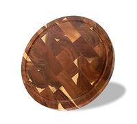 Acacia Wood Chopping Board, TJ POP Round Wood Cutting Board 30 x 30 x 2.5cm, Premium Kitchen Cutting Board with Non-Slip Feet for Cutting Meat, Vegetables, Fruit and Cheese
