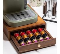 Acacia Wood Coffee Pod Drawers Compatible with Nespresso Original Line, Pods Holder, Organizer, Storage, Container, Tray, Capsule Cup Holder for Countertop, Porta Capsulas De Cafe, 40 Pods Capacity