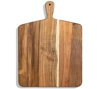 Acacia Wood Cutting Board and Chopping Board with Handle for Meat, Cheese Board, Vegetables, Bread, and Charcuterie - Decorative Wooden Serving Board for Kitchen and Dining Room, Large 17” x 13”