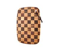 Acacia Wood Cutting Board Checkered Chopping Board Checkerboard Pattern Thick Butcher Block Kitchen Charcuterie Cheese Board Bread Sushi Serving Tray for Meat Fruit Vegetable Meal Prep (Oval)