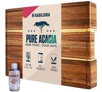 Acacia Wood Cutting Board for Kitchen, 19.7 x 12.2 Inch (ExtraThick 1.6") Wooden Chopping Board for Meat, Cheese, Charcuterie Boards with Handles. Premium Quality Butcher Block (Oil & Plate Included)