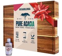 Acacia Wood Cutting Board for Meat, Cheese, Charcuterie Board (ExtraThick 1.6"). Premium Quality Butcher Block. Heavy Duty Edge Grain Large Chopping Board with Handle (Oil bottle & Plate included)