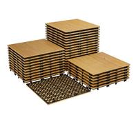 Acacia Wood Deck Tiles 22PCS, Hardwood Interlocking Floor Tiles with Click System & Drainage Base, Waterproof All Weather Patio Square Connect Flooring Indoor Outdoor Garden Balcony Easy Installation