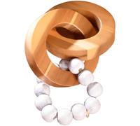 Acacia Wood Decorative Knot Chain Link, Natural Wooden Loop Ornament with Beads, Matte Finish, Creative Table Accent for Living Room, Bookshelf, Modern Farmhouse Home Decor