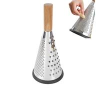 Acacia Wood Grater, Stainless Steel Conical Planer | Three Sided Vertical Kitchen Tool 0.75lbs, Professional Handheld Cheese Shredder for Fruit Vegetable Meal Food Preparation