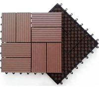 Acacia Wood Interlocking Deck Tiles for Patio and Balcony,E,11pcs | Tool-free snap-lock installation with scissor-trimmable tiles for custom layouts, available in 11 or 22 piece packs