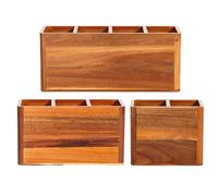 Acacia Wood Kitchen Utensil Holder - Decorative Organizer for Cutlery, Spoons, Spatulas and Kitchen Tools - Natural & Sturdy Design to Keep Everything On The