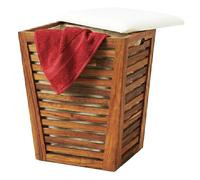 Relaxdays Acacia laundry hamper with seat
