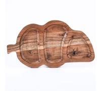 Acacia Wood Leaf Serving Tray Nut Shell 35X15 Cm