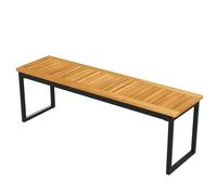Acacia Wood Outdoor Dining Bench with U-Shaped Metal Legs Adjustable Feet 800 LBS Capacity Farmhouse Bistro Style for Patio Garden Poolside Dining Room