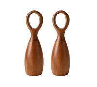 Acacia Wood Pepper Grinder and Salt Mill Set - 7.32 Inch Solid Wood Spice Grinder Bottle for Kitchen Restaurant Use(2Pc Grinder)