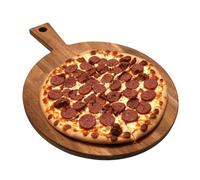 Acacia Wood Pizza Board Round Chopping Board Wooden Platter with Handle 30 X 40 X 1.5cm Charcuterie Boards Serving Boards for Pizza, Sashimi, Beefsteak, Cake Round Cutting Boards