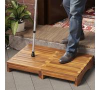 Acacia Wood Platform Step Stool, 3.5" Height Wooden Steps for Outdoor Use, Bed One Step Platform for Adults/Elderly, Non-Slip Prefab Porch Steps for Outside